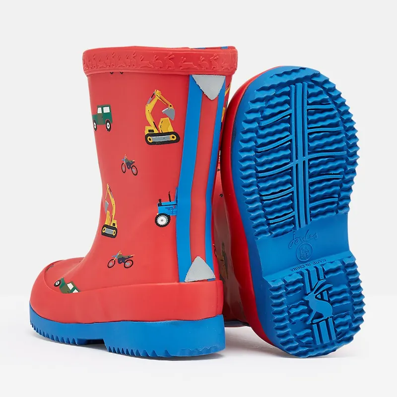 Joules Printed Baby Wellies - Red Vehicles-3